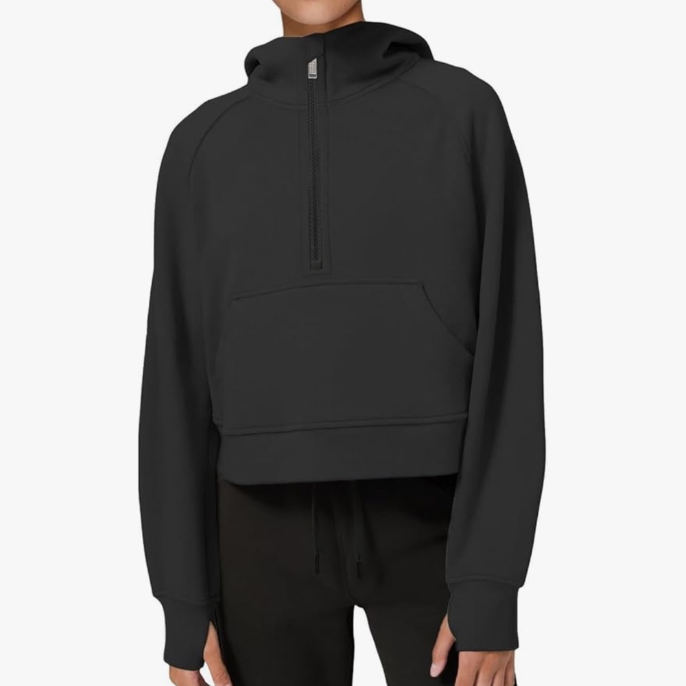 Cropped Athletic Zip Up Sweater Fleece Lined Sweatshirt Long Sleeve Pullover